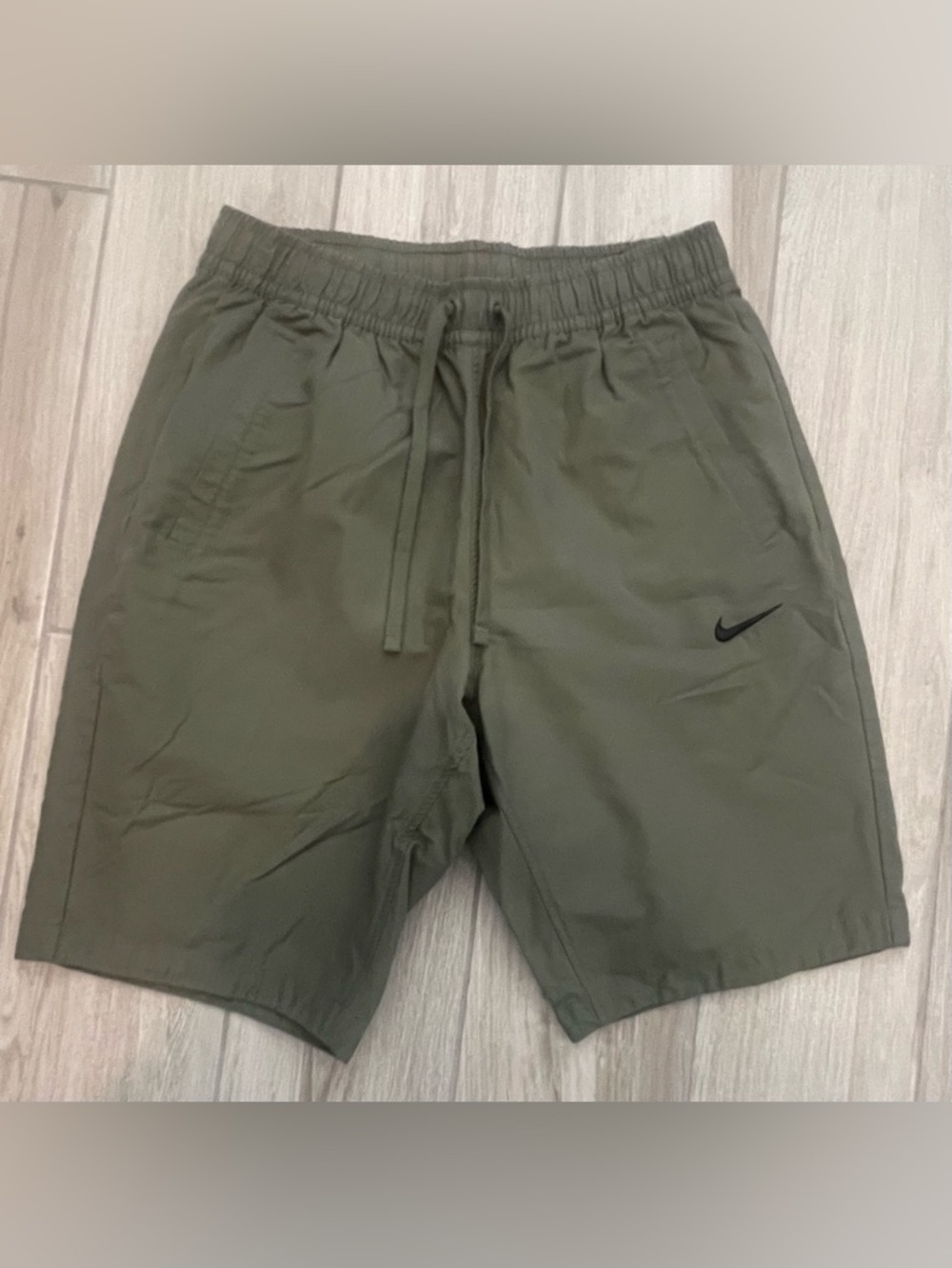 Nike Olive Drawstring Athletic Shorts with Swoosh